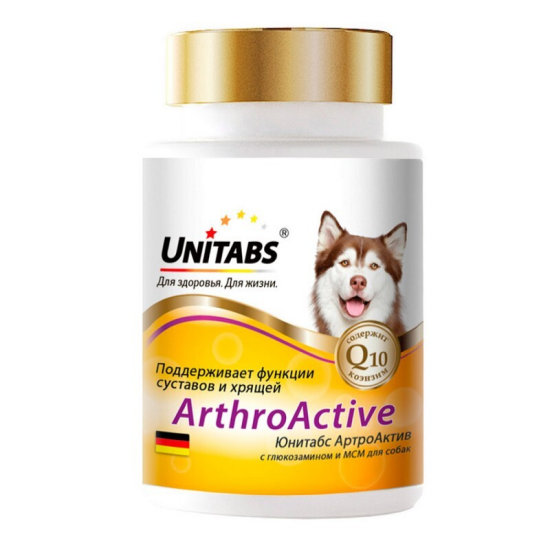 Unitabs ArthroActive витамины для собак с глюкозамином и МСМ, 100 таблеток