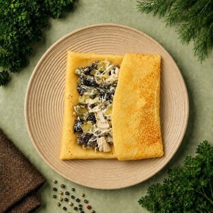 Блин с курицей и грибами