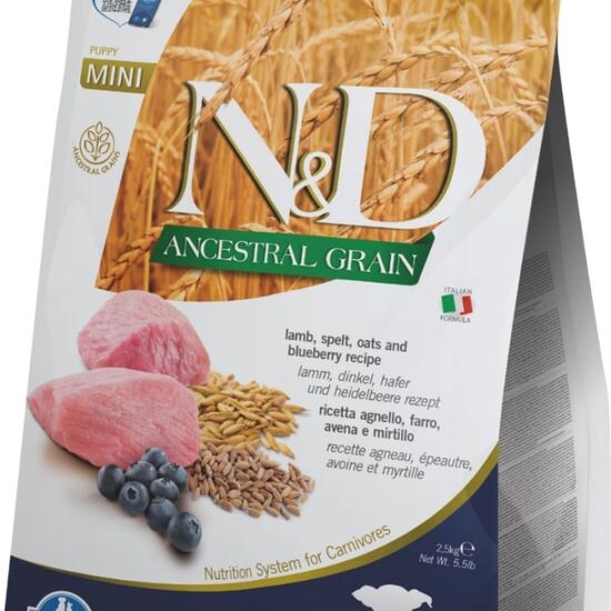 Farmina N&D Low Grain Puppy Mini сухой корм для щенков мелких пород, ягнёнок с черникой, 800 г