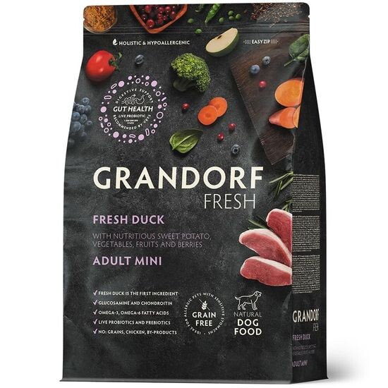 GRANDORF Fresh Adult Mini Duck & Sweet Potato сухой корм для взрослых собак мелких пород, утка с бататом