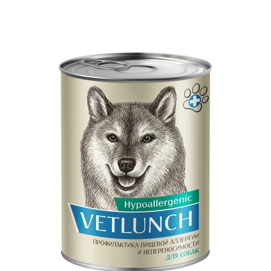Vetlunch влажный корм для собак «Профилактика пищевой аллергии и непереносимости», 340 г