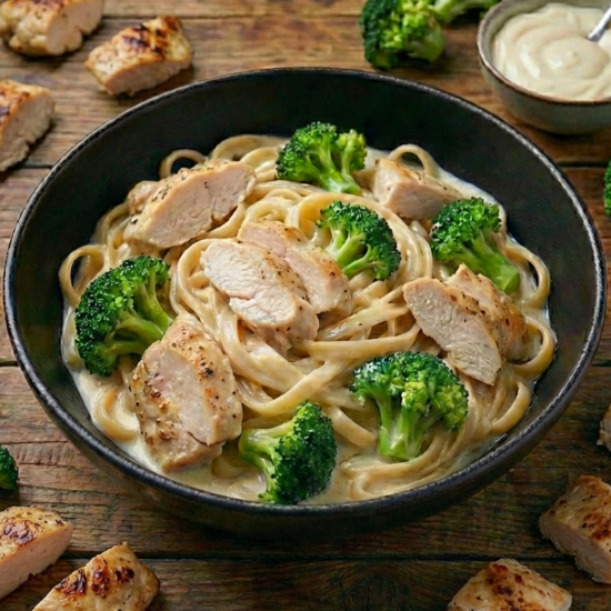 Удон сливочный с курицей и брокколи