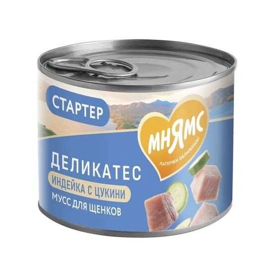 Мнямс Деликатес Стартер консервы для щенков до 4 месяцев, паштет из индейки с цукини, 200 г