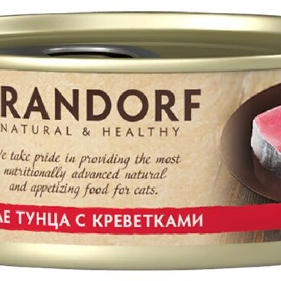 GRANDORF консервы для кошек, филе тунца с креветками, 70 г