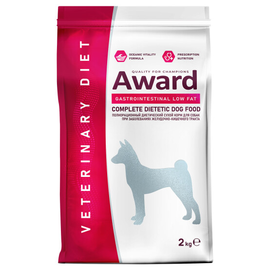 AWARD Veterinary Diet Gastrointestinal Low Fat сухой диетический корм для взрослых собак при заболеваниях желудочно-кишечного тракта, 2 кг