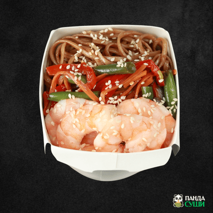 Гречневая лапша ВОК с креветкой