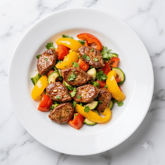 Куриная печень с овощами