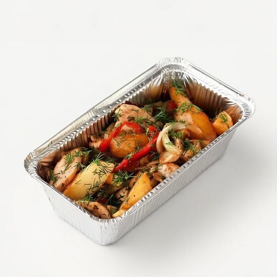 Горячая сковородка с курицей