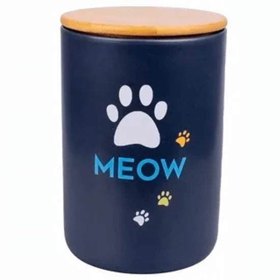 Mr.Kranch MEOW бокс керамический для хранения корма для кошек, 1900 мл, чёрный