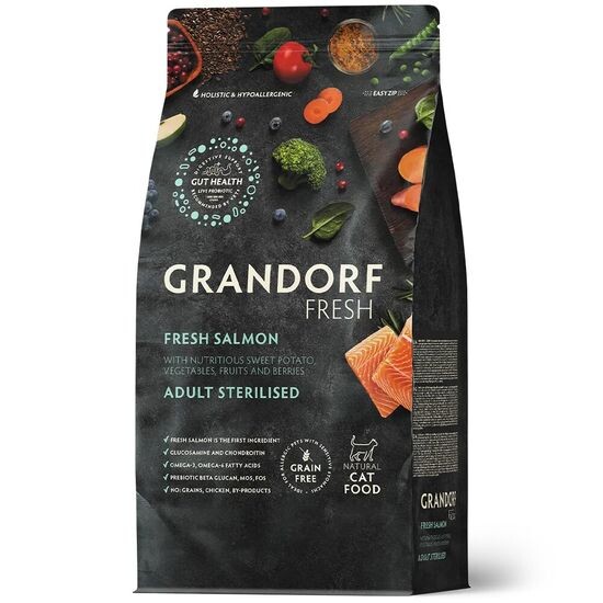 GRANDORF Fresh Cat Sterilised Salmon & Sweet Potato сухой корм для стерилизованных кошек, лосось с бататом
