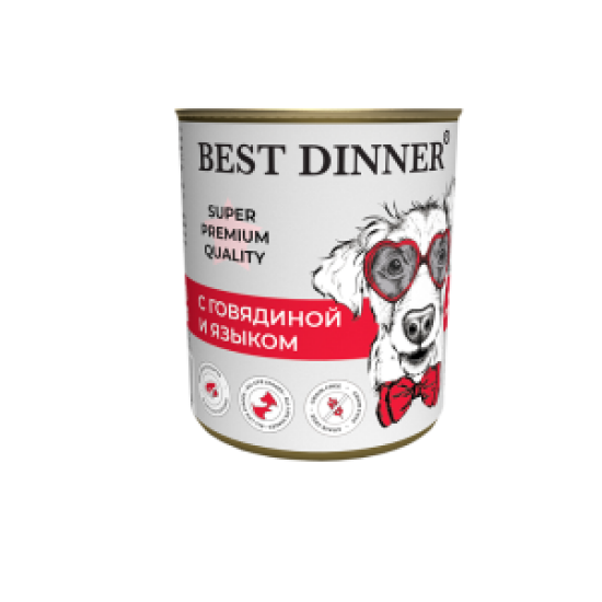 Best Dinner консервы для собак, говядина с языком, 340 г