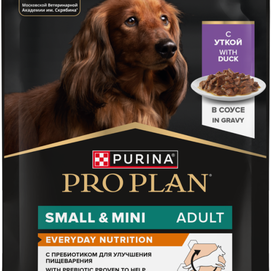 PRO PLAN пауч для взрослых собак мелких и карликовых пород, утка в соусе, 85 г