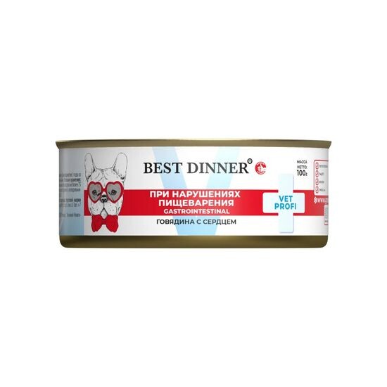 Best Dinner Exclusive Vet Profi Gastro Intestinal консервы для собак, говядина с сердцем, 100 г