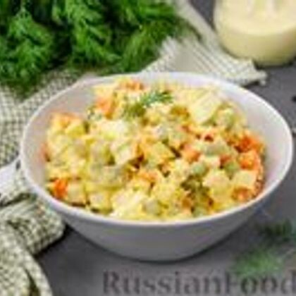Салат оливье с курицей