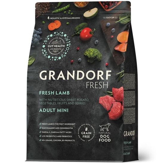 GRANDORF Fresh Adult Mini Lamb & Sweet Potato сухой корм для взрослых собак мелких пород, ягнёнок с бататом