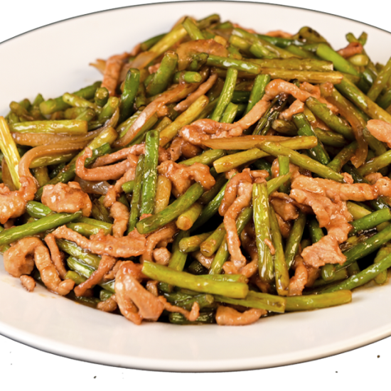 14 Побеги чеснока с мясом