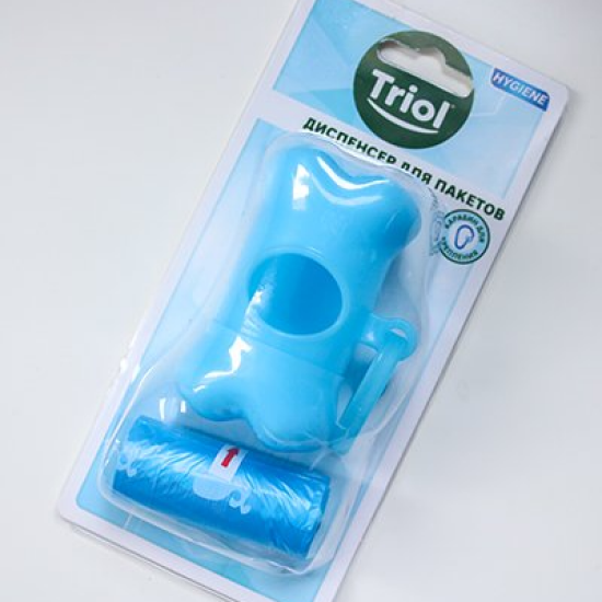 Triol Hygiene контейнер «Косточка» с 1 рулоном гигиенических пакетов для собак, 15 шт в рулоне