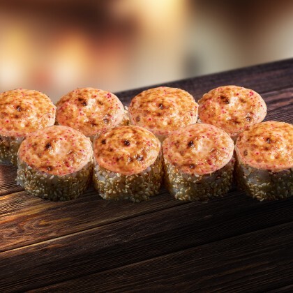 Запеченный спайси ролл с копченой курицей
