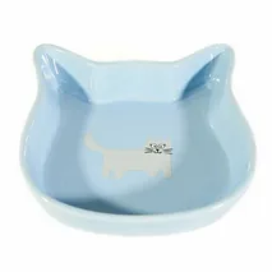 Миска керамическая «Мордочка кошки», 13,6×13,5×3 см, 280 мл, голубая