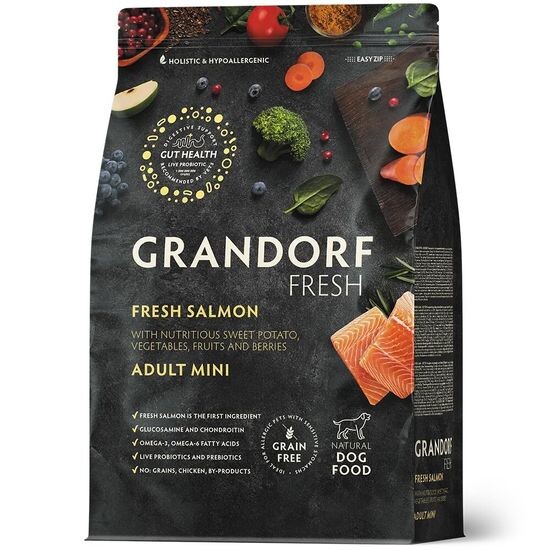 GRANDORF Fresh Adult Mini Salmon & Sweet Potato сухой корм для взрослых собак мелких пород, лосось с бататом