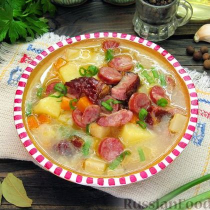 Суп с картофелем и копченостями