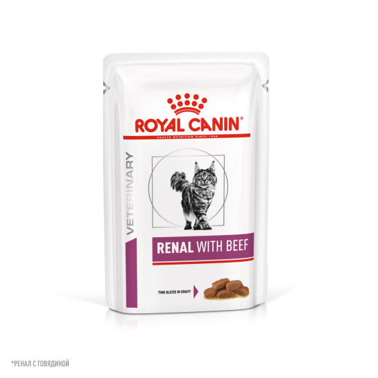 ROYAL CANIN Ренал пауч для взрослых кошек при хронической болезни почек, говядина в соусе, 85 г