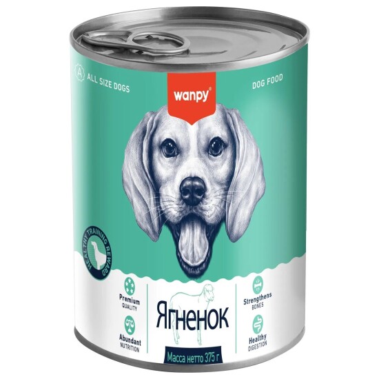 Wanpy Dog консервы для собак, ягнёнок, 375 г