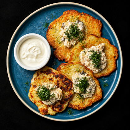 Драники с курицей и грибами