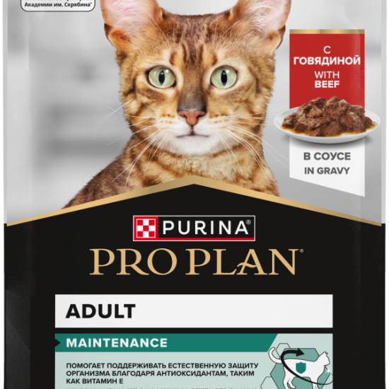 PRO PLAN Maintenance пауч для взрослых кошек, говядина в соусе, 85 г