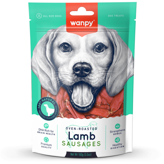 Wanpy Dog лакомство для собак, сосиски из мяса ягнёнка, 100 г