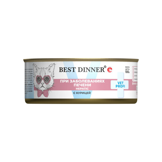 Best Dinner VET PROFI Hepatic консервы для кошек, курица, 100 г